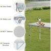 imageOutvita 6ft Portable Folding Camping Table Outdoor Waterproof Adjustable Height Table Aluminum Lightweight Suitcase Foldable Table for Picnic BBQ Beach DiningSilver