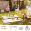 imageOutvita 6ft Portable Folding Camping Table Outdoor Waterproof Adjustable Height Table Aluminum Lightweight Suitcase Foldable Table for Picnic BBQ Beach DiningSilver