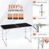 imageOutvita 6ft Portable Folding Camping Table Outdoor Waterproof Adjustable Height Table Aluminum Lightweight Suitcase Foldable Table for Picnic BBQ Beach DiningBlack