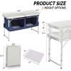 imageOutvita 6ft Portable Folding Camping Table Outdoor Waterproof Adjustable Height Table Aluminum Lightweight Suitcase Foldable Table for Picnic BBQ Beach DiningSilver