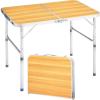 imageOutvita 6ft Portable Folding Camping Table Outdoor Waterproof Adjustable Height Table Aluminum Lightweight Suitcase Foldable Table for Picnic BBQ Beach DiningYellow