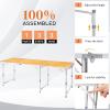 imageOutvita 6ft Portable Folding Camping Table Outdoor Waterproof Adjustable Height Table Aluminum Lightweight Suitcase Foldable Table for Picnic BBQ Beach DiningYellow