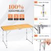 imageOutvita 6ft Portable Folding Camping Table Outdoor Waterproof Adjustable Height Table Aluminum Lightweight Suitcase Foldable Table for Picnic BBQ Beach DiningYellow