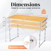imageOutvita 6ft Portable Folding Camping Table Outdoor Waterproof Adjustable Height Table Aluminum Lightweight Suitcase Foldable Table for Picnic BBQ Beach DiningYellow