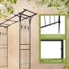 imageOutvita 7FT Garden Arch Arbor with Entry Door Heavy Duty Metal Arbour Archway Decorative Frame Stand Trellis with Ground Stakes for Wedding Ceremony Party Plant Climbing Rose Vines Patio Black1951 Pounds