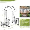 imageOutvita 7FT Garden Arch Arbor with Entry Door Heavy Duty Metal Arbour Archway Decorative Frame Stand Trellis with Ground Stakes for Wedding Ceremony Party Plant Climbing Rose Vines Patio Black3924 Pounds