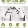 imageOutvita 7FT Garden Arch Arbor with Entry Door Heavy Duty Metal Arbour Archway Decorative Frame Stand Trellis with Ground Stakes for Wedding Ceremony Party Plant Climbing Rose Vines Patio Black300 Pounds