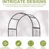 imageOutvita 7FT Garden Arch Arbor with Entry Door Heavy Duty Metal Arbour Archway Decorative Frame Stand Trellis with Ground Stakes for Wedding Ceremony Party Plant Climbing Rose Vines Patio Black3924 Pounds