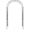 imageOutvita 7FT Garden Arch Arbor with Entry Door Heavy Duty Metal Arbour Archway Decorative Frame Stand Trellis with Ground Stakes for Wedding Ceremony Party Plant Climbing Rose Vines Patio Black1543 Pounds