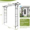imageOutvita 7FT Garden Arch Arbor with Entry Door Heavy Duty Metal Arbour Archway Decorative Frame Stand Trellis with Ground Stakes for Wedding Ceremony Party Plant Climbing Rose Vines Patio Black1951 Pounds