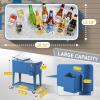 imageOutvita 80 Quart Rolling Ice Chest Portable Bar Drink Cooler with Catch Basin Bottom Storage Tray and Bottle Opener for Patio Party BBQ Beach ActivitiesNavy blue