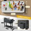 imageOutvita 80 Quart Rolling Ice Chest Portable Bar Drink Cooler with Catch Basin Bottom Storage Tray and Bottle Opener for Patio Party BBQ Beach ActivitiesDark Gray