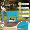 imageOutvita 80 Quart Rolling Ice Chest Portable Bar Drink Cooler with Catch Basin Bottom Storage Tray and Bottle Opener for Patio Party BBQ Beach ActivitiesPeacock blue