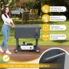 imageOutvita 80 Quart Rolling Ice Chest Portable Bar Drink Cooler with Catch Basin Bottom Storage Tray and Bottle Opener for Patio Party BBQ Beach ActivitiesDark Gray