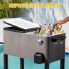 imageOutvita 80 Quart Rolling Ice Chest Portable Bar Drink Cooler with Catch Basin Bottom Storage Tray and Bottle Opener for Patio Party BBQ Beach ActivitiesWood