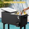 imageOutvita 80 Quart Rolling Ice Chest Portable Bar Drink Cooler with Catch Basin Bottom Storage Tray and Bottle Opener for Patio Party BBQ Beach ActivitiesBlack  Detachable