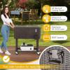 imageOutvita 80 Quart Rolling Ice Chest Portable Bar Drink Cooler with Catch Basin Bottom Storage Tray and Bottle Opener for Patio Party BBQ Beach ActivitiesRattan