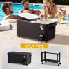 imageOutvita 80 Quart Rolling Ice Chest Portable Bar Drink Cooler with Catch Basin Bottom Storage Tray and Bottle Opener for Patio Party BBQ Beach ActivitiesBlack  Detachable