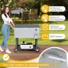 imageOutvita 80 Quart Rolling Ice Chest Portable Bar Drink Cooler with Catch Basin Bottom Storage Tray and Bottle Opener for Patio Party BBQ Beach ActivitiesGray