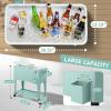 imageOutvita 80 Quart Rolling Ice Chest Portable Bar Drink Cooler with Catch Basin Bottom Storage Tray and Bottle Opener for Patio Party BBQ Beach ActivitiesMint Green
