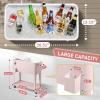 imageOutvita 80 Quart Rolling Ice Chest Portable Bar Drink Cooler with Catch Basin Bottom Storage Tray and Bottle Opener for Patio Party BBQ Beach ActivitiesPink