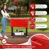 imageOutvita 80 Quart Rolling Ice Chest Portable Bar Drink Cooler with Catch Basin Bottom Storage Tray and Bottle Opener for Patio Party BBQ Beach ActivitiesRed