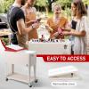 imageOutvita 80 Quart Rolling Ice Chest Portable Bar Drink Cooler with Catch Basin Bottom Storage Tray and Bottle Opener for Patio Party BBQ Beach ActivitiesMilk White with Red cover