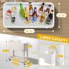 imageOutvita 80 Quart Rolling Ice Chest Portable Bar Drink Cooler with Catch Basin Bottom Storage Tray and Bottle Opener for Patio Party BBQ Beach ActivitiesMilk White
