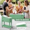 imageOutvita 80 Quart Rolling Ice Chest Portable Bar Drink Cooler with Catch Basin Bottom Storage Tray and Bottle Opener for Patio Party BBQ Beach ActivitiesPea green