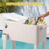 imageOutvita 80 Quart Rolling Ice Chest Portable Bar Drink Cooler with Catch Basin Bottom Storage Tray and Bottle Opener for Patio Party BBQ Beach ActivitiesMilk White