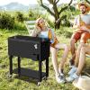 imageOutvita 80 Quart Rolling Ice Chest Portable Bar Drink Cooler with Catch Basin Bottom Storage Tray and Bottle Opener for Patio Party BBQ Beach ActivitiesBlack  Detachable