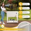 imageOutvita 80 Quart Rolling Ice Chest Portable Bar Drink Cooler with Catch Basin Bottom Storage Tray and Bottle Opener for Patio Party BBQ Beach ActivitiesMilk White