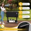 imageOutvita 80 Quart Rolling Ice Chest Portable Bar Drink Cooler with Catch Basin Bottom Storage Tray and Bottle Opener for Patio Party BBQ Beach ActivitiesBlack