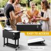 imageOutvita 80 Quart Rolling Ice Chest Portable Bar Drink Cooler with Catch Basin Bottom Storage Tray and Bottle Opener for Patio Party BBQ Beach ActivitiesBlack