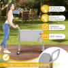 imageOutvita 80 Quart Rolling Ice Chest Portable Bar Drink Cooler with Catch Basin Bottom Storage Tray and Bottle Opener for Patio Party BBQ Beach ActivitiesGray with front open lid