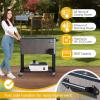 imageOutvita 80 Quart Rolling Ice Chest Portable Bar Drink Cooler with Catch Basin Bottom Storage Tray and Bottle Opener for Patio Party BBQ Beach ActivitiesWood