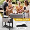 imageOutvita 80 Quart Rolling Ice Chest Portable Bar Drink Cooler with Catch Basin Bottom Storage Tray and Bottle Opener for Patio Party BBQ Beach ActivitiesWood