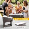 imageOutvita 80 Quart Rolling Ice Chest Portable Bar Drink Cooler with Catch Basin Bottom Storage Tray and Bottle Opener for Patio Party BBQ Beach ActivitiesRattan