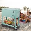 imageOutvita 80 Quart Rolling Ice Chest Portable Bar Drink Cooler with Catch Basin Bottom Storage Tray and Bottle Opener for Patio Party BBQ Beach ActivitiesMint Green