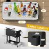 imageOutvita 80 Quart Rolling Ice Chest Portable Bar Drink Cooler with Catch Basin Bottom Storage Tray and Bottle Opener for Patio Party BBQ Beach ActivitiesBlack