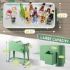 imageOutvita 80 Quart Rolling Ice Chest Portable Bar Drink Cooler with Catch Basin Bottom Storage Tray and Bottle Opener for Patio Party BBQ Beach ActivitiesPea green