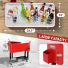 imageOutvita 80 Quart Rolling Ice Chest Portable Bar Drink Cooler with Catch Basin Bottom Storage Tray and Bottle Opener for Patio Party BBQ Beach ActivitiesRed