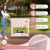 imageOutvita 80 Quart Rolling Ice Chest Portable Bar Drink Cooler with Catch Basin Bottom Storage Tray and Bottle Opener for Patio Party BBQ Beach ActivitiesPink