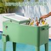 imageOutvita 80 Quart Rolling Ice Chest Portable Bar Drink Cooler with Catch Basin Bottom Storage Tray and Bottle Opener for Patio Party BBQ Beach ActivitiesPea green