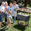 imageOutvita 80 Quart Rolling Ice Chest Portable Bar Drink Cooler with Catch Basin Bottom Storage Tray and Bottle Opener for Patio Party BBQ Beach ActivitiesDark Gray