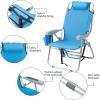 imageOutvita Backpack Beach Chair 5 Level Adjustable Positions Beach Chair with Back Storage Bag Cooler Pouch and Side Bags for Beach Poolside LawnBlue