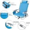 imageOutvita Backpack Beach Chair 5 Level Adjustable Positions Beach Chair with Back Storage Bag Cooler Pouch and Side Bags for Beach Poolside LawnBlue