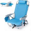imageOutvita Backpack Beach Chair 5 Level Adjustable Positions Beach Chair with Back Storage Bag Cooler Pouch and Side Bags for Beach Poolside LawnBlue
