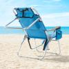imageOutvita Backpack Beach Chair 5 Level Adjustable Positions Beach Chair with Back Storage Bag Cooler Pouch and Side Bags for Beach Poolside LawnBlue