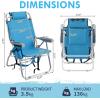 imageOutvita Backpack Beach Chair 5 Level Adjustable Positions Beach Chair with Back Storage Bag Cooler Pouch and Side Bags for Beach Poolside LawnBlue